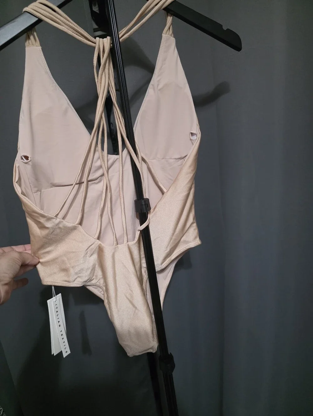 Neutral Beige Strappy One-Piece Swimsuit - Picture 2 of 3